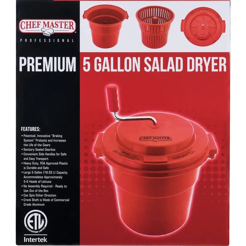 Chef Master Salad Dryer 5 GAL Red Premium 1/Each