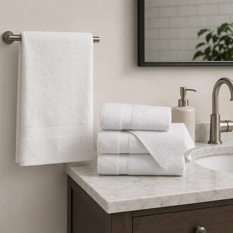 Manchester Mills Essentials Classic Hand Towel 16X27 IN White Cotton Classic Cam Border 240/Case