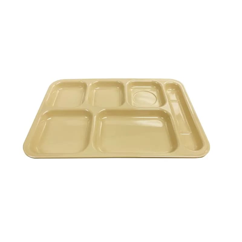 Nustone Cafeteria Tray 6 Compartment Melamine Tan Right Hand 1/Dozen