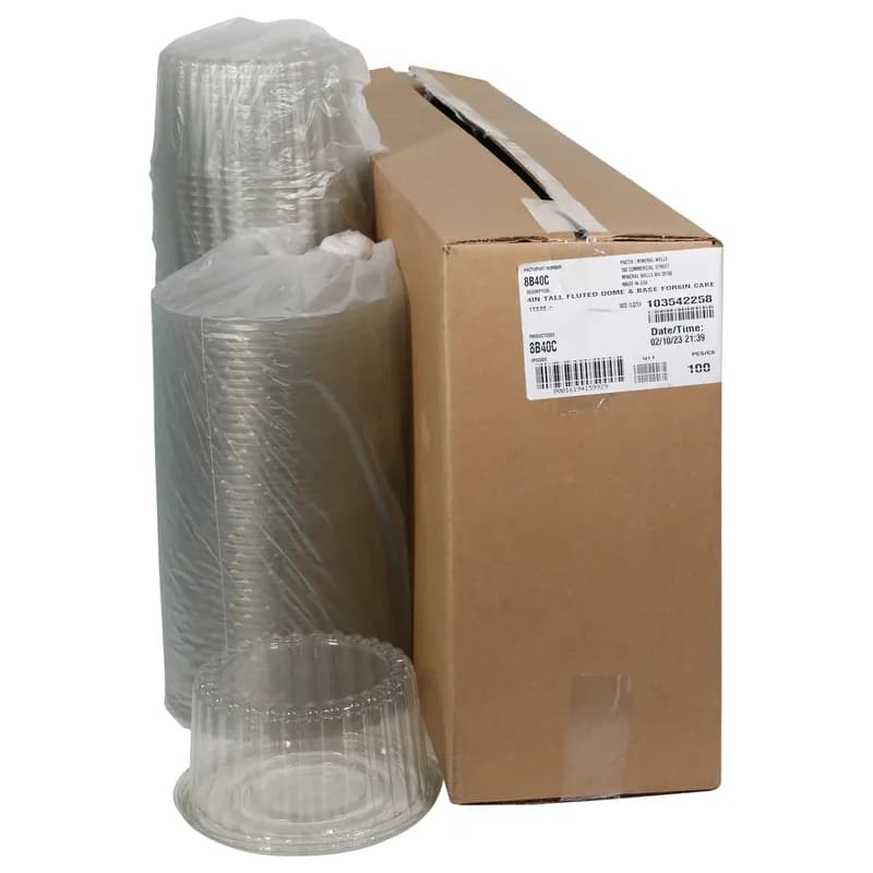 Baby Cake Container & Lid Combo With High Dome Lid 7.75X4 IN PET Clear Fluted 100/Case