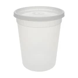 Deli Container Base & Lid Combo With Flat Lid 32 OZ PP LLDPE Clear Round 240/Case