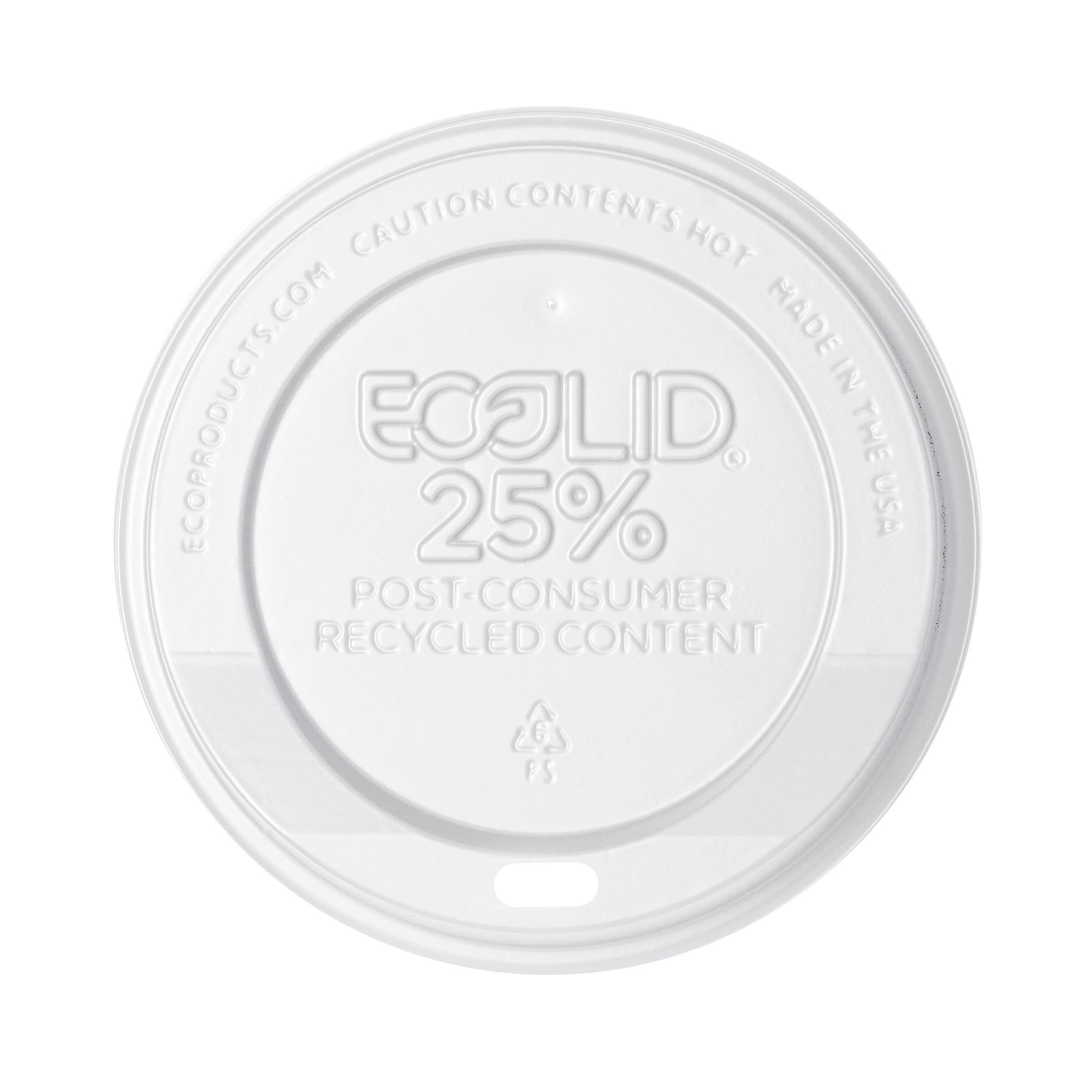 Ecolid® Lid Flat RPET White For Hot Cup Sip Through 1000/Case