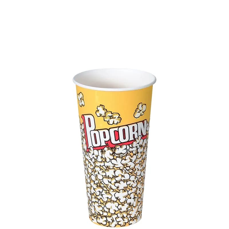 Solo® Popcorn Bucket & Tub Base 24 OZ Treated Paper Multicolor Popcorn Print 50 Count/Pack 20 Packs/Case 1000 Count/Case