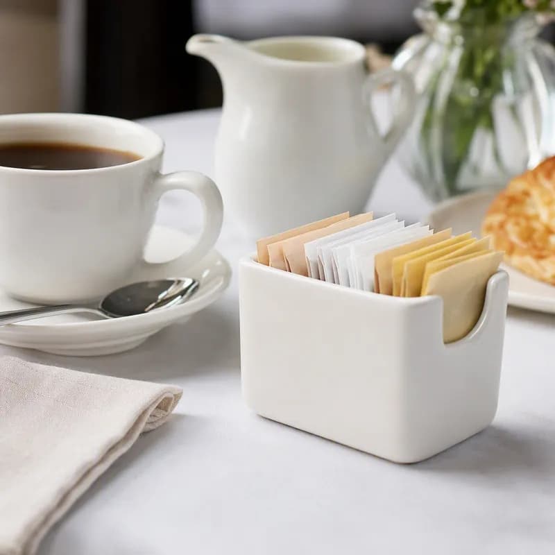 Sugar Packet Holder Porcelain Super White Rectangle Dual Ovenable Dishwasher Safe 36/Case