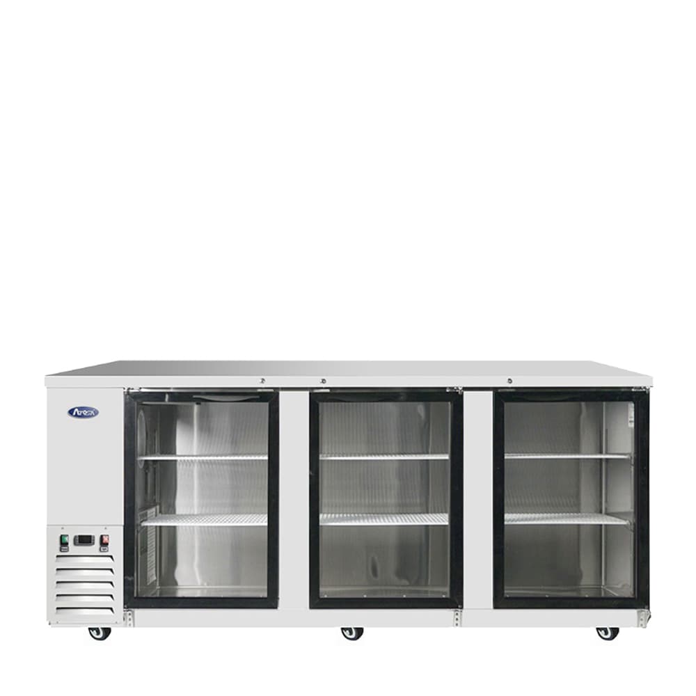 Back Bar Cooler 89.30 IN Stainless Steel Glass 3-Section With Glass Doors 1/Each
