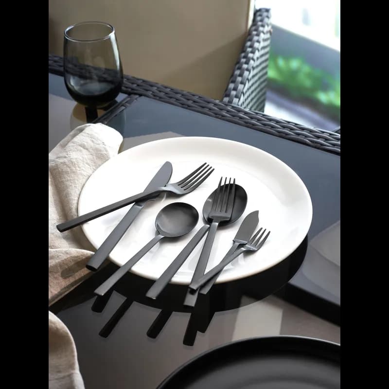 Elexa Satin Noir Cocktail & Oyster Fork 18/0 Stainless Steel Black 36/Case