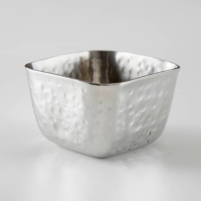 Sauce Cup 2.5 OZ Stainless Steel Square Hammered Look Dishwasher Safe 1/Each