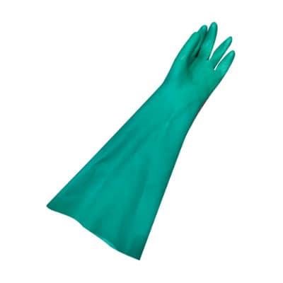 Gloves Medium (MED) #9 18 IN Green Nitrile Rubber Disposable Rethermalizer 1/Pair