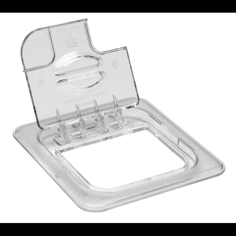 Camwear® Lid Food Pan 1/6 Size Clear PC With Flip-Top Notched With Spoon Lid 1/Each