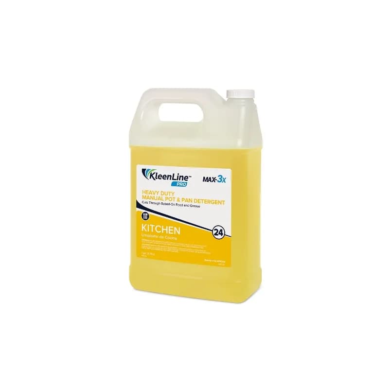 KleenLine™ Pro MAX-3X #24 Lemon Manual Pot & Pan Detergent 1 GAL Liquid Heavy Duty 2/Case