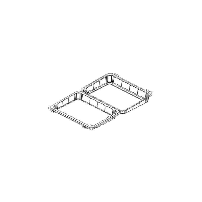 Bakery Hinged Container With Dome Lid 12.49X9.25X2.87 IN Plastic Clear Black Rectangle 125/Case