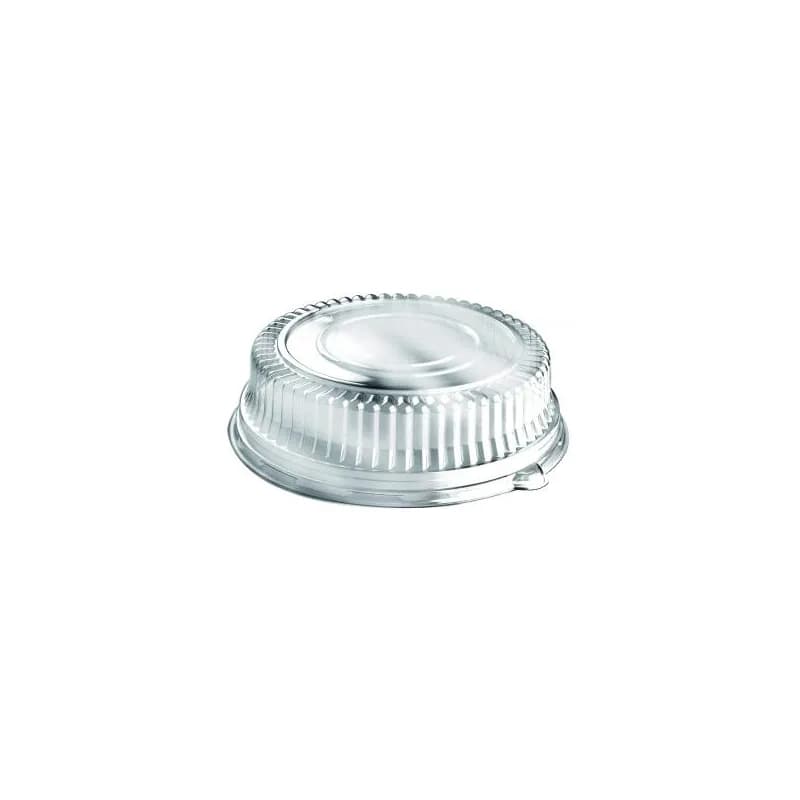 SturdiWare® Serving Tray Base & Lid Combo With Dome Lid 12X3.31 IN PS PET Clear Black Round 25/Case