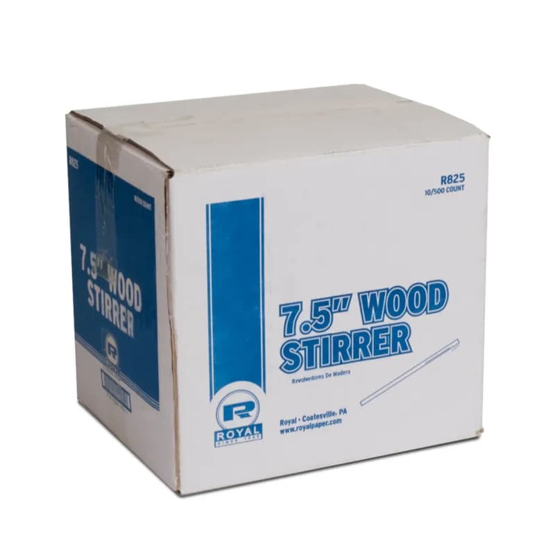 Coffee Stirrer 7.5 IN Wood Natural Unwrapped Flat 500 Count/Pack 10 Packs/Case 5000 Count/Case