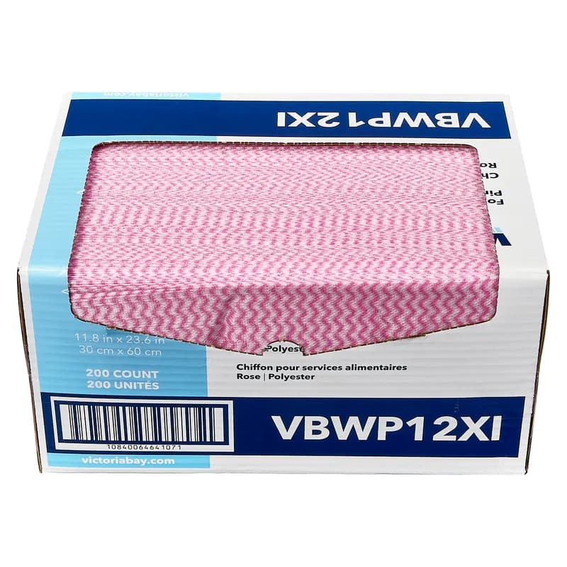 Victoria Bay Foodservice Wiper Unfolded: 11.8X23.6 IN Polyester Pink 200/Case