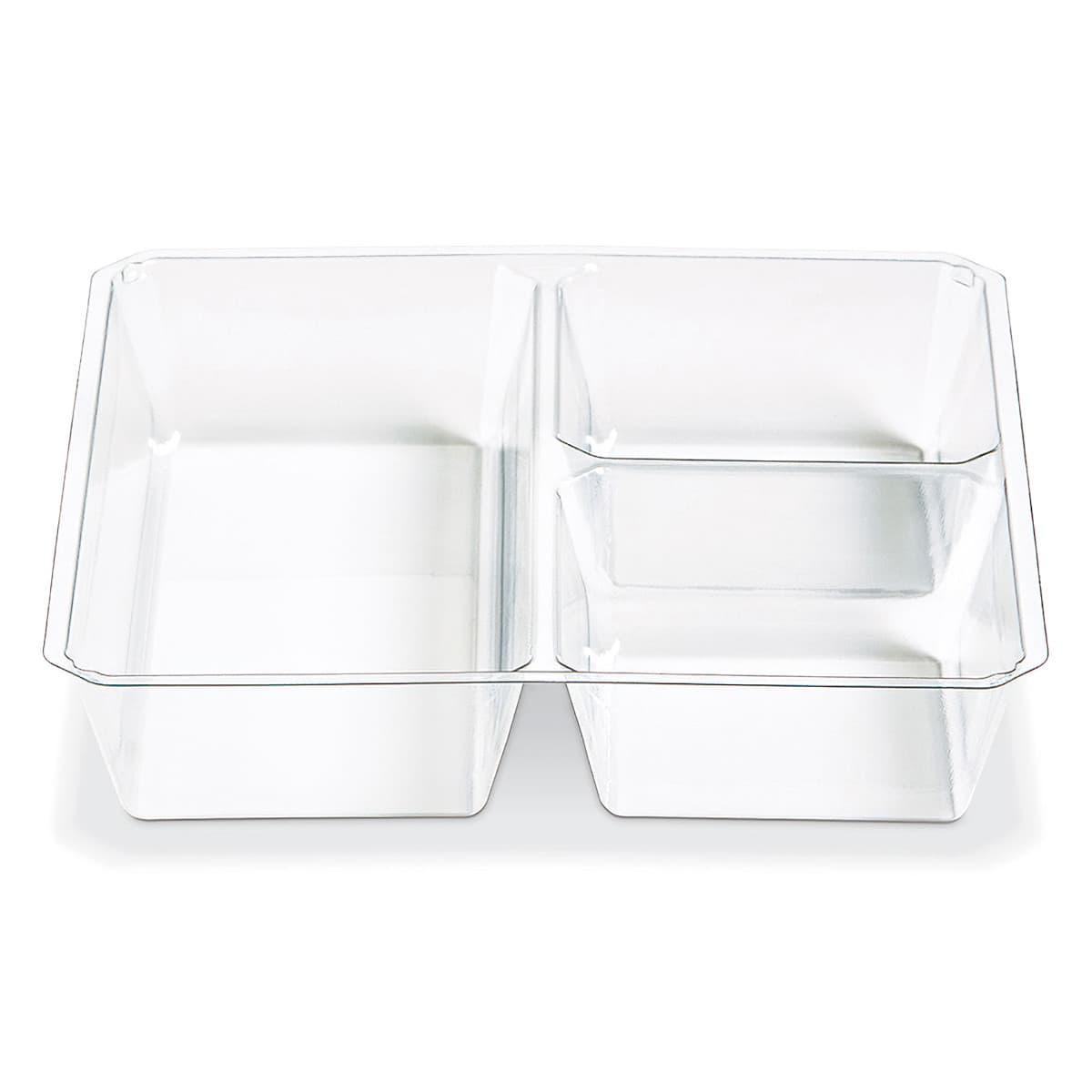 Fresh 'n Clear® GoCube® Take-Out Container Insert 5.12X5.12X1 IN 3 Compartment PET Clear Square 600/Case