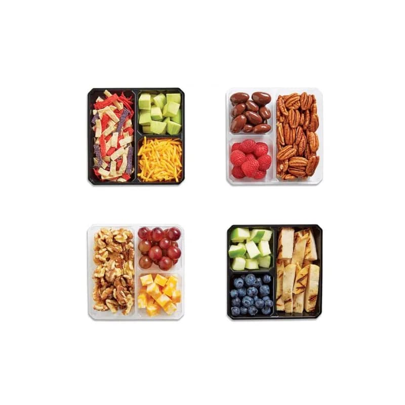 Fresh 'n Clear® GoCube® Take-Out Container Insert 5.12X5.12X1 IN 3 Compartment PET Clear Square 600/Case