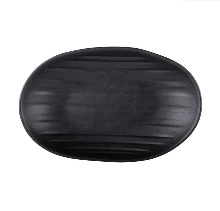 Plate 9X5.75X1.25 IN Melamine Black Oval Deep 1/Each