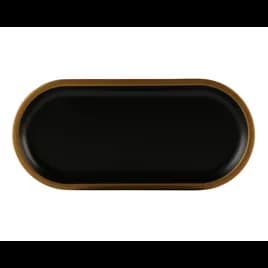 Plate 10.25X4.75X0.75 IN Melamine Black Oval With Gold Rim 1/Each