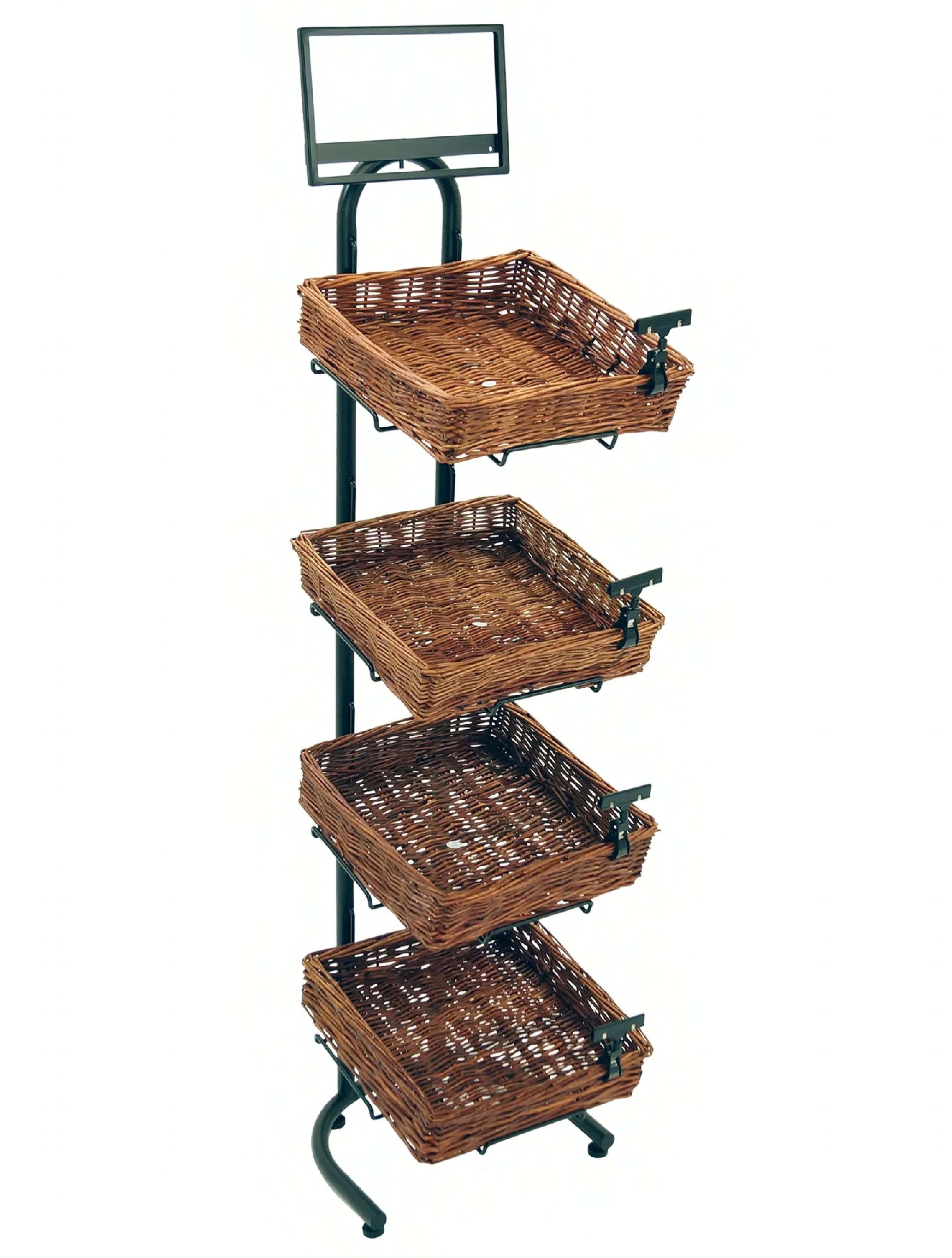 Basket Floor Display Merchandiser Metal Willow 4-Tier 1/Case