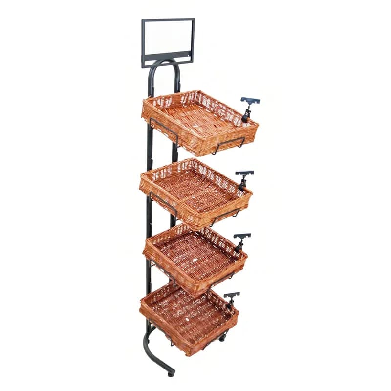 Basket Floor Display Merchandiser Metal Willow 4-Tier 1/Case