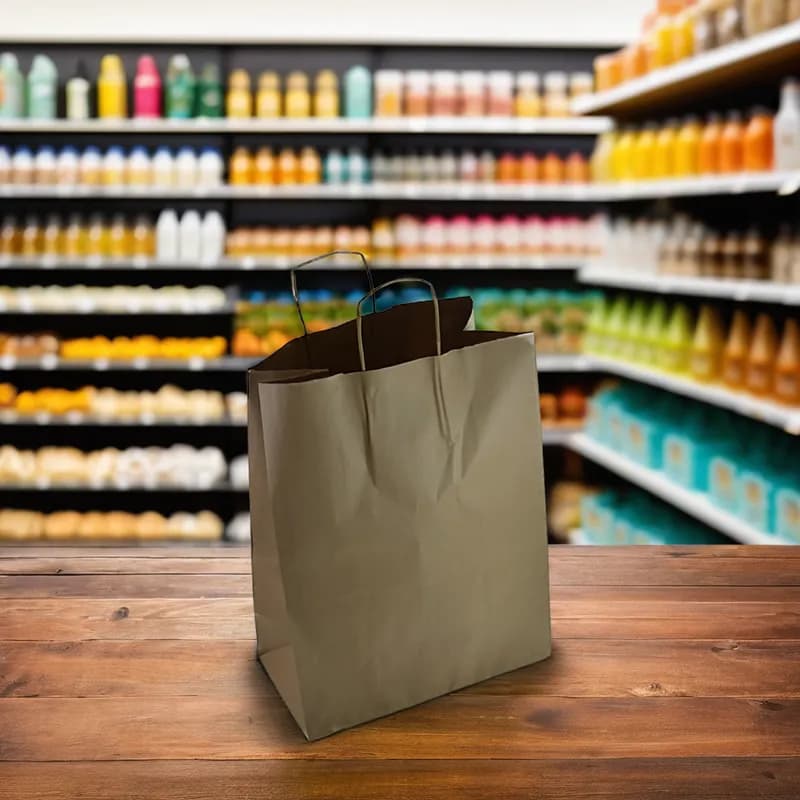 Victoria Bay Shopper Bag 13X7X17 IN Paper Kraft With Handle 250/Case