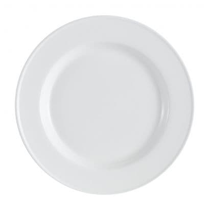 Everest Collection English Foot Plate 9 IN Porcelain Bone White Round Glazed Dual Ovenable Microwave Oven Safe 24/Case
