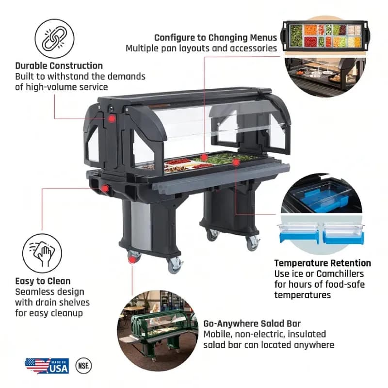 Versa Serving Counter 6 FT Black Food Bar 1/Each