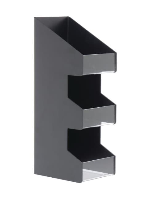 Cup & Lid Organizer 5.125X6.5X15.75 IN Black Rectangle PS Acrylic 3-Compartment 1/Each