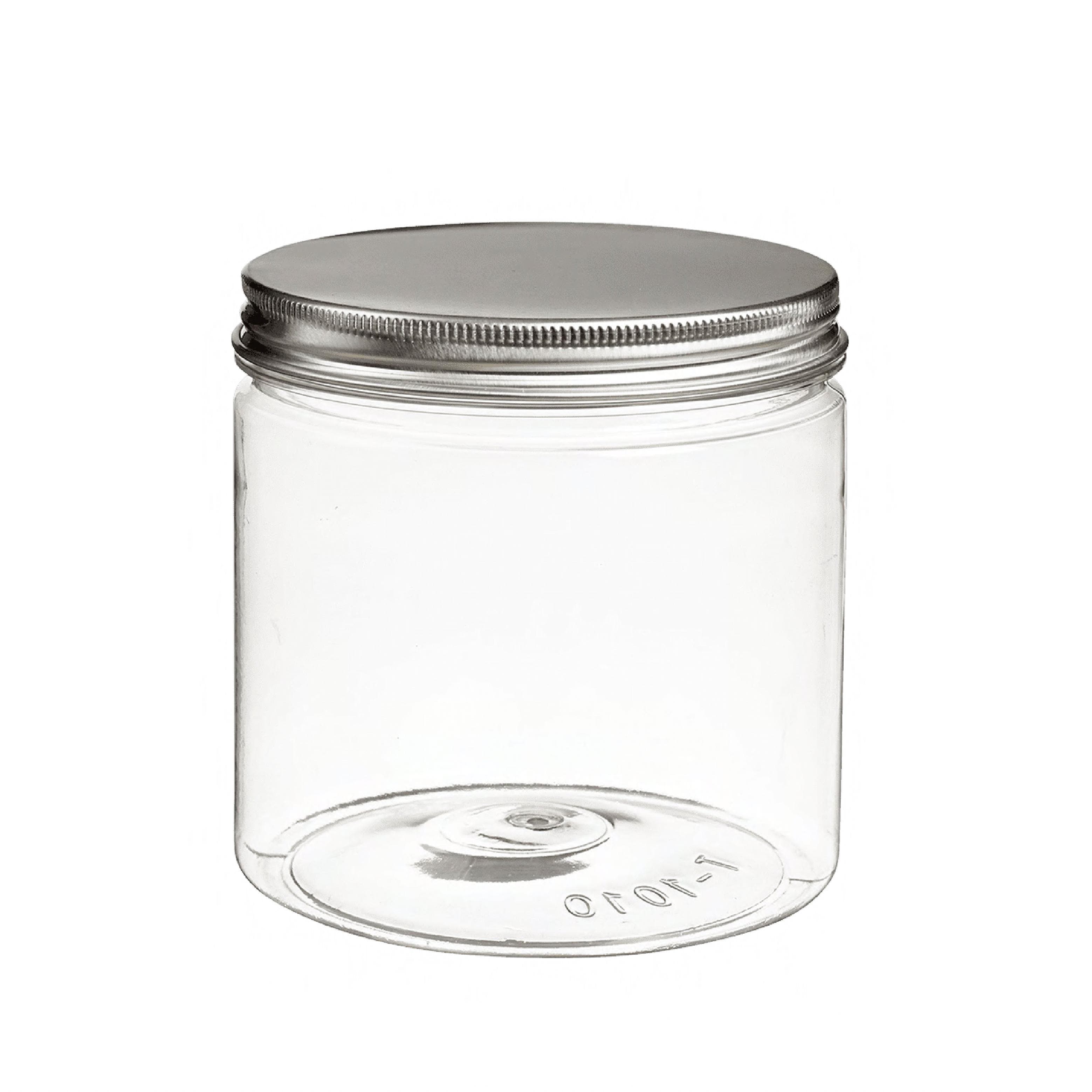 Jar & Lid Combo 23.7 OZ PET Aluminum Transparent With Aluminum Screw Flat Lid 120/Case