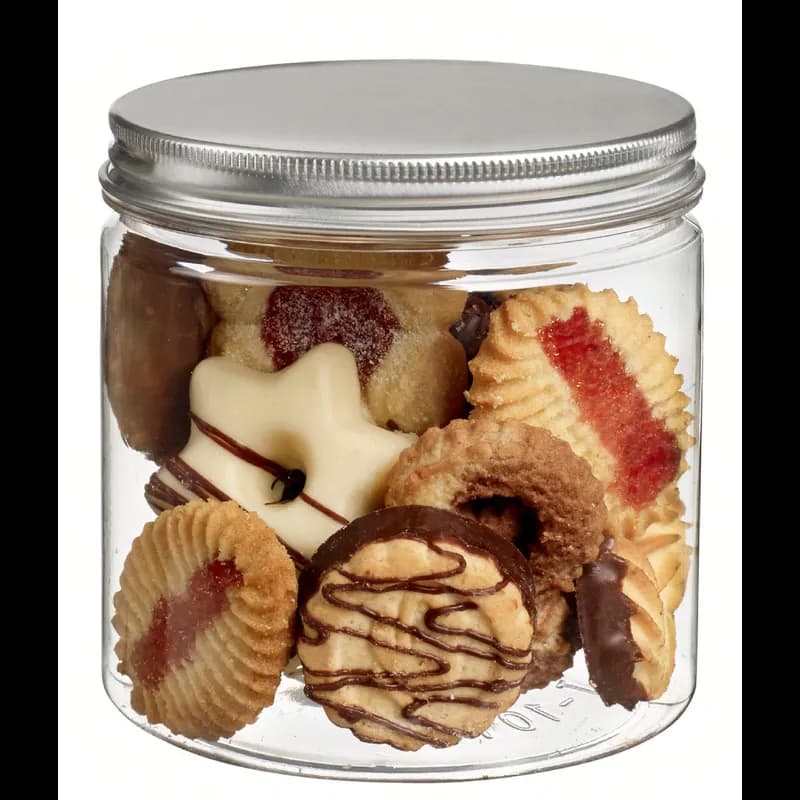 Jar & Lid Combo 23.7 OZ PET Aluminum Transparent With Aluminum Screw Flat Lid 120/Case