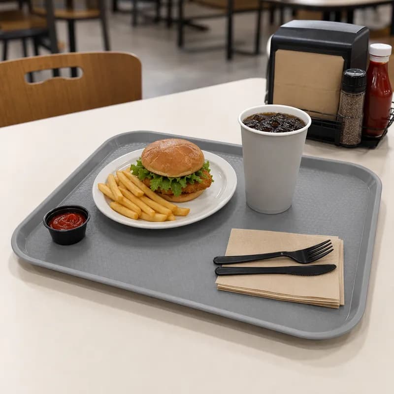 Fast Food Tray 14X18 IN Pearl Gray Dishwasher Safe 1/Each