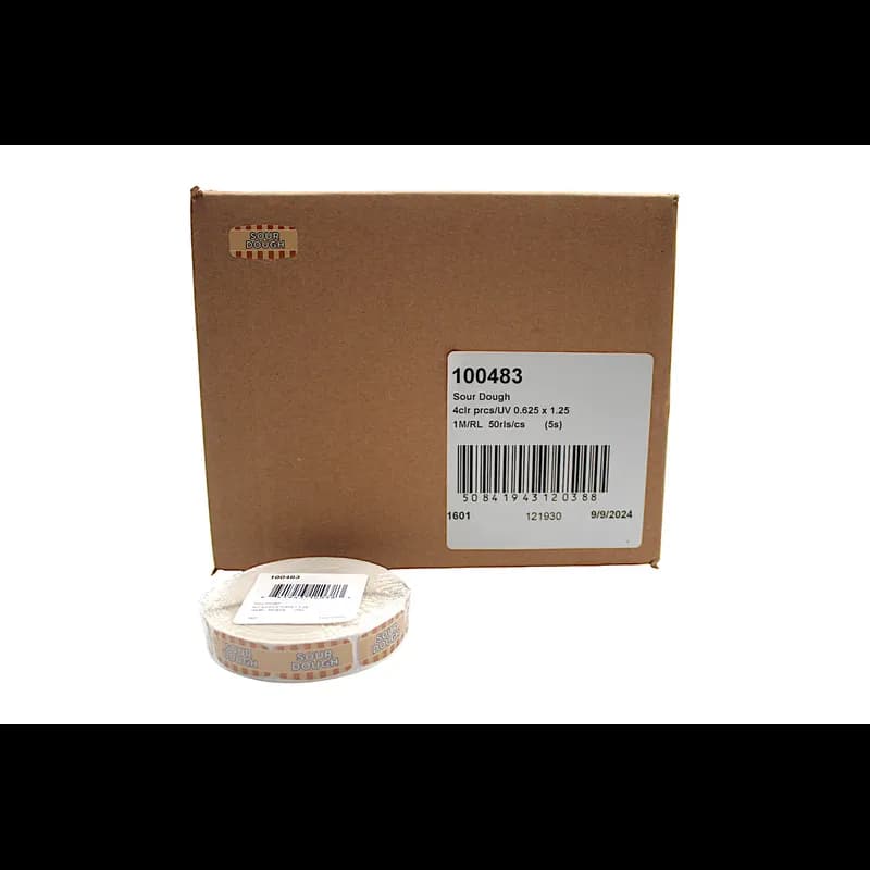 Sour Dough Bakery Flavor Label 0.625X1.25 IN Oval 4 Color Process UV 1000 Count/Roll 50 Rolls/Case 50000 Count/Case