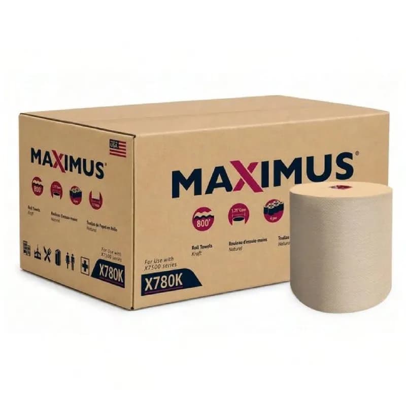 Maximus® Roll Paper Towel 8IN X800FT Recycled Paper Kraft Premium Universal Heavyweight 6 Rolls/Case