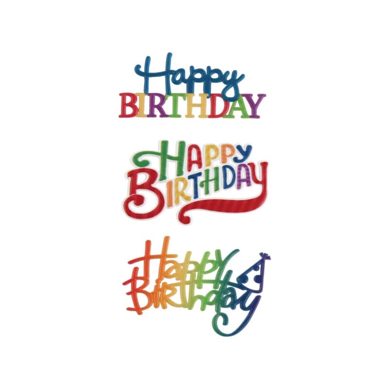 Cake Decorating Layon Plastic Multicolor Happy Birthday 24/Pack