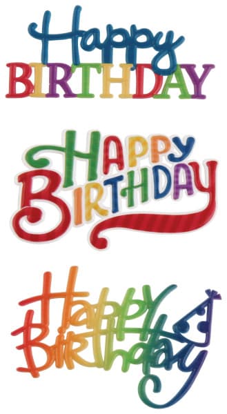 Cake Decorating Layon Plastic Multicolor Happy Birthday 24/Pack