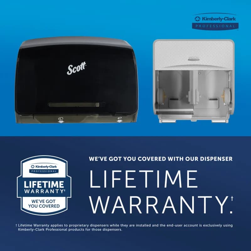 Scott® Essential Toilet Paper Dispenser 11X7.63X6 IN Wall Mount Black 2-Roll Coreless 1/Each