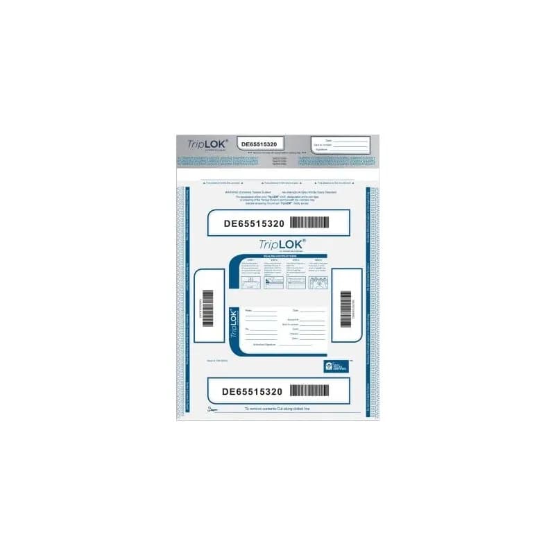 TripLok OTP Return Bag 15X20 IN Clear Plastic Tamper-Evident 50/Pack