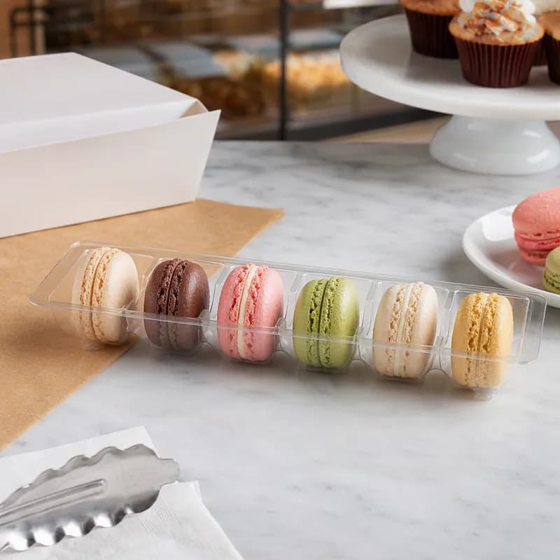 Macaron Tray 8.125X2.625X1.1875 IN 6 Compartment Clear 1.125X2.125X.875 IN Cavity 500/Case