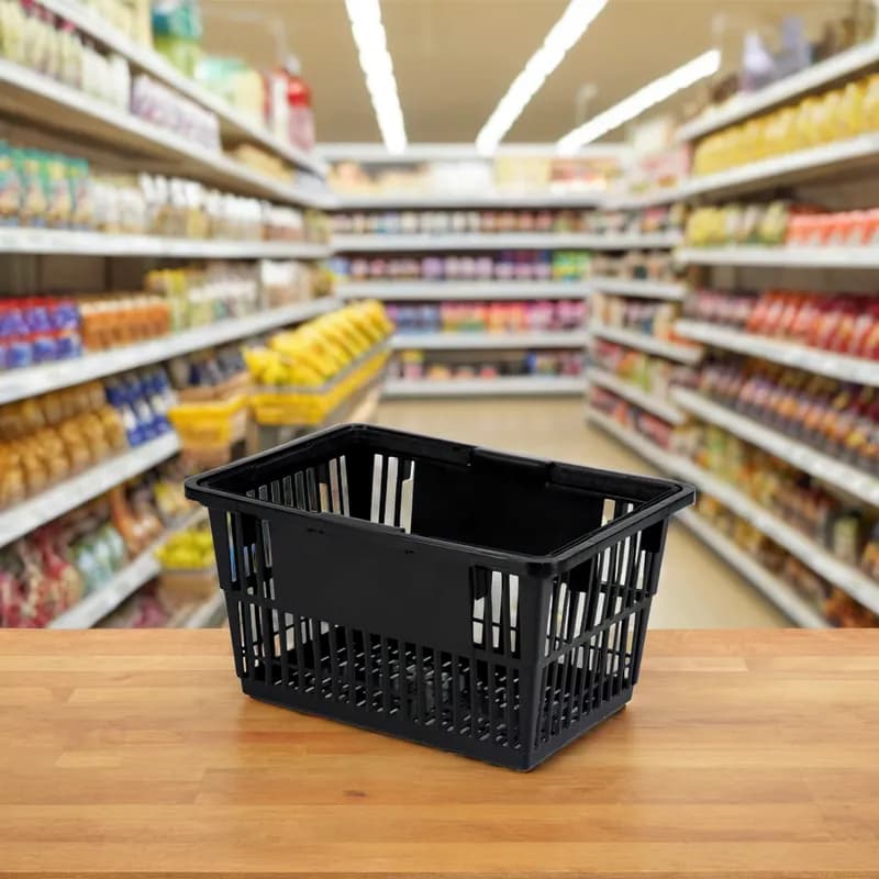 Shopping Basket Plastic Black Handheld 12/Case