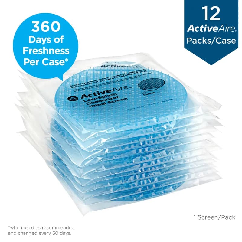 ActiveAire® Urinal Screen Coastal Breeze Blue Plastic Low Splash Deodorizer 12/Case