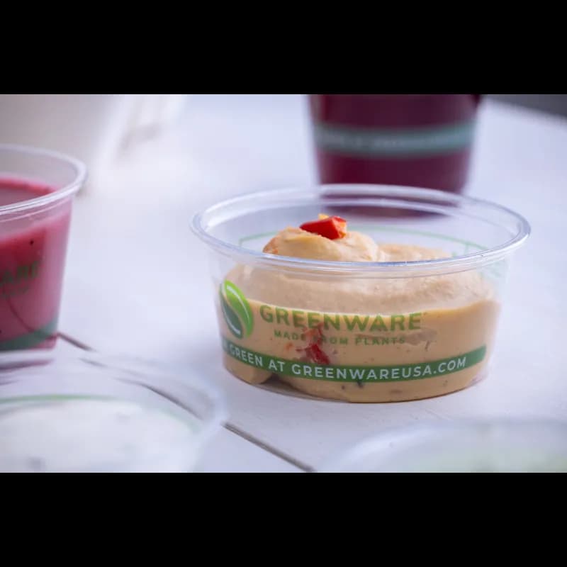 Greenware® Souffle & Portion Cup 3.3 OZ PLA Clear Stock Print Round 2000/Case