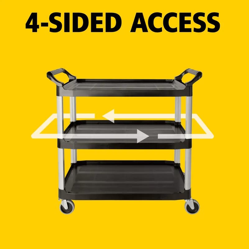 Xtra Utility Cart 40.6X20X38 IN 300 LB Black Gray Resin Open Sides 4 IN TPR Caster 1/Each