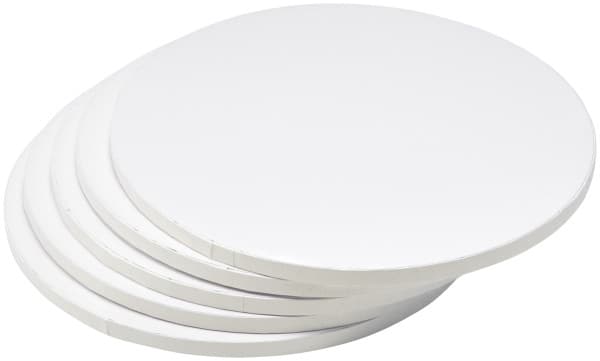 Cake Board 12X0.5 IN Foil-Lined Paper White Round 5/Pack
