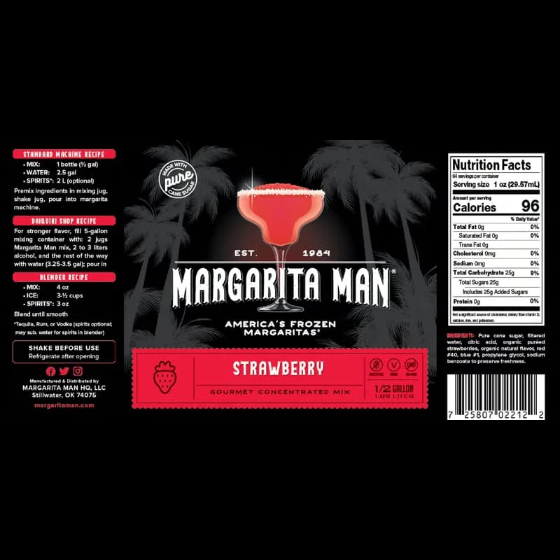 Margarita Man® Strawberry Drink Mix 64 FLOZ 6 Count/Case