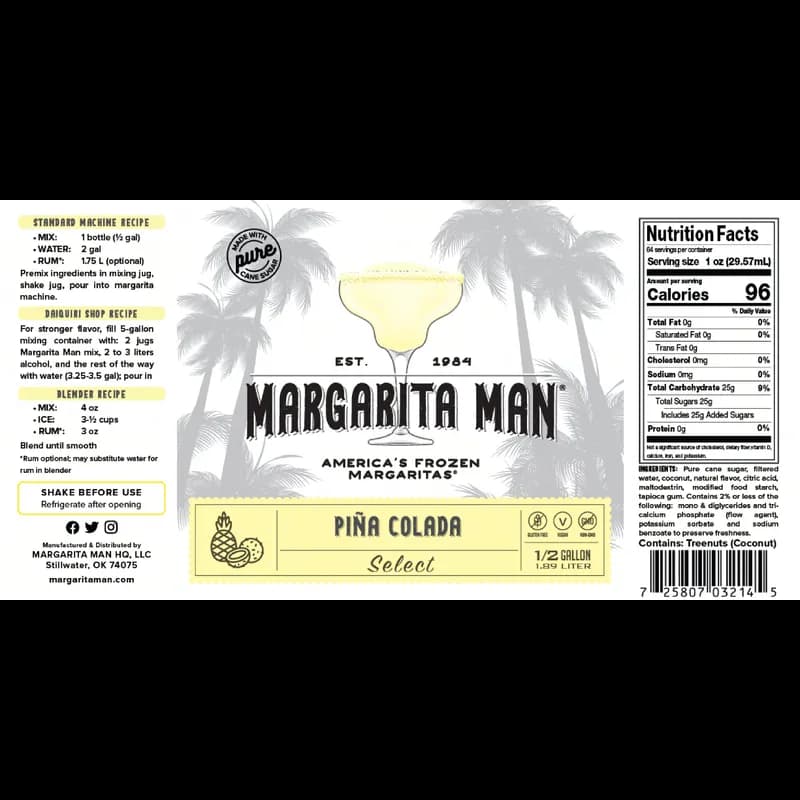 Margarita Man® Select Pina Colada Drink Mix 64 FLOZ 6 Count/Case