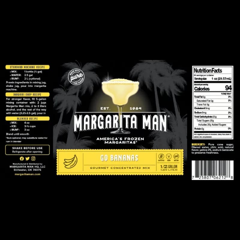 Margarita Man® Go Bananas Banana Drink Mix 64 FLOZ 6 Count/Case