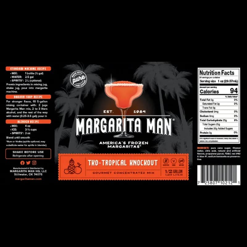Margarita Man® TKO Tropical Knockout Tropical Punch Drink Mix 6 Count/Case