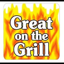 Great On The Grill Meat Grilling Label 2X2 IN Red Yellow Black Square 500 Count/Roll 25 Rolls/Case 12500 Count/Case