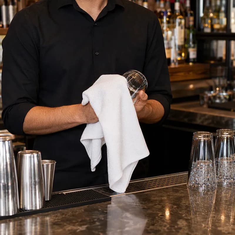 Bar Towel 17X20 IN White Plain 12/Dozen