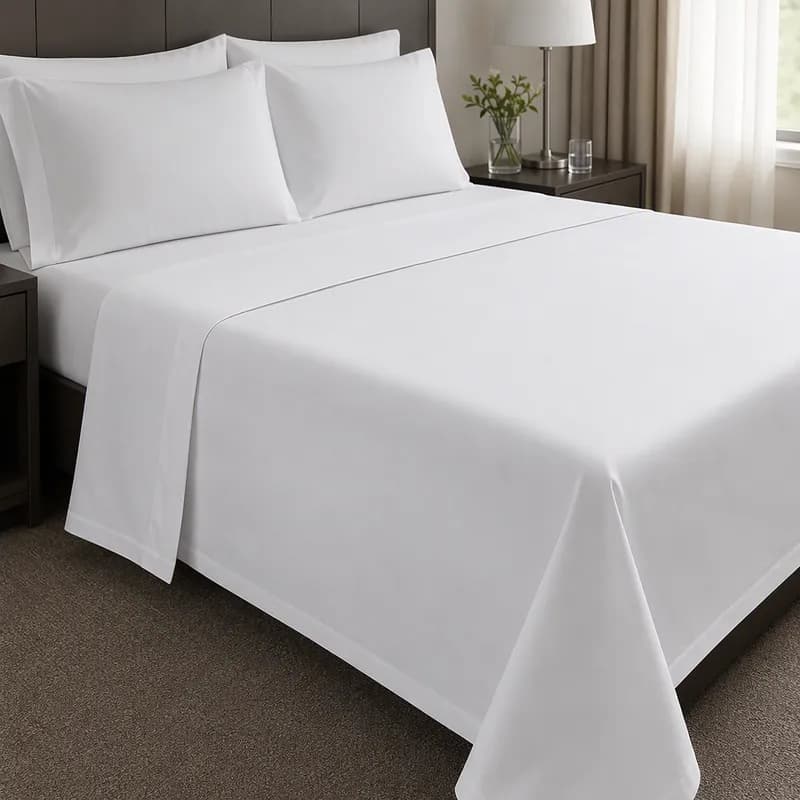 Centima® Sheet King 108X120 IN White Cotton Polyester Blend Flat Solid 12/Dozen